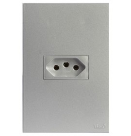 Conjunto Tomada 20a Horizontal 4x2 - RECTA PRATA SATIN FOSCO